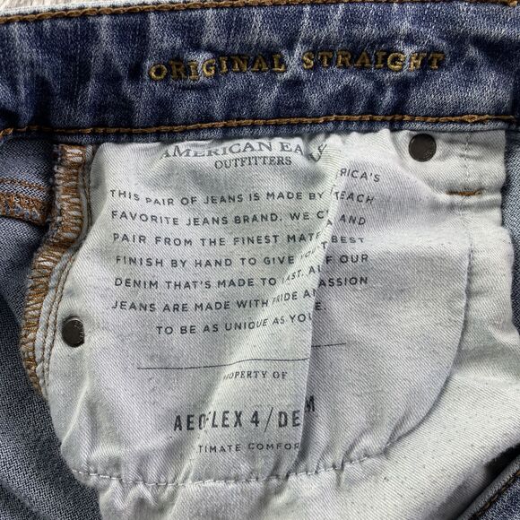 American Eagle Jeans Mens 30x30 Blue Extreme Flex 4 Distressed Original Straight - Picture 12 of 13